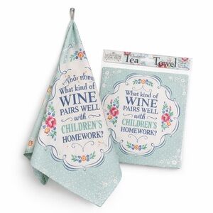 Cook Shop Tea Towel Funny Wine & Children’s  Homework Funny Kitchen Towel NIP